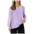 thumbnail image 1 of MHFRRA Women's Casual V-Neck Point Sleeve Slim Fit Long Sleeve Top Solid Color Tee Shirt for Everyday Comfort and Style, 1 of 4