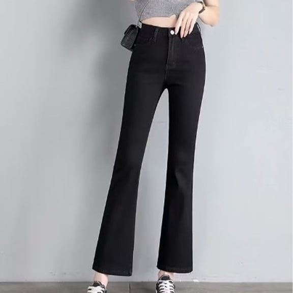 MHFRRA Women's Jeans Women Micro Flared Pants Nine Point Petite High Waisted Wide Leg Flared Jeans