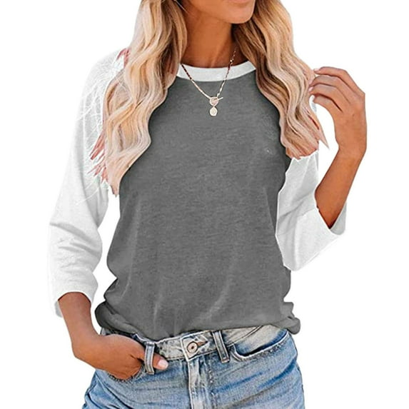 MHFRRA Women's Long Sleeve Casual T-Shirt Round Neck Soft Daily Basic Top with Raglan Sleeve Design for Comfortable Wear