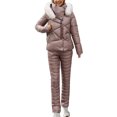 thumbnail image 1 of MHFRRA Womens Snow Jacket Women's Autumn and Winter Solid Color Ski Wear Outdoor Fashionable Sports Thickened Short Warm and Cold Proof Two Piece Set, 1 of 4