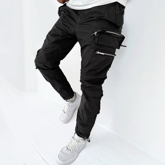 MHFRRA Work Cargo Pants for Men Men's Relaxed Textured Multiple Pocket Solid Colour Work Pants Casual Trousers