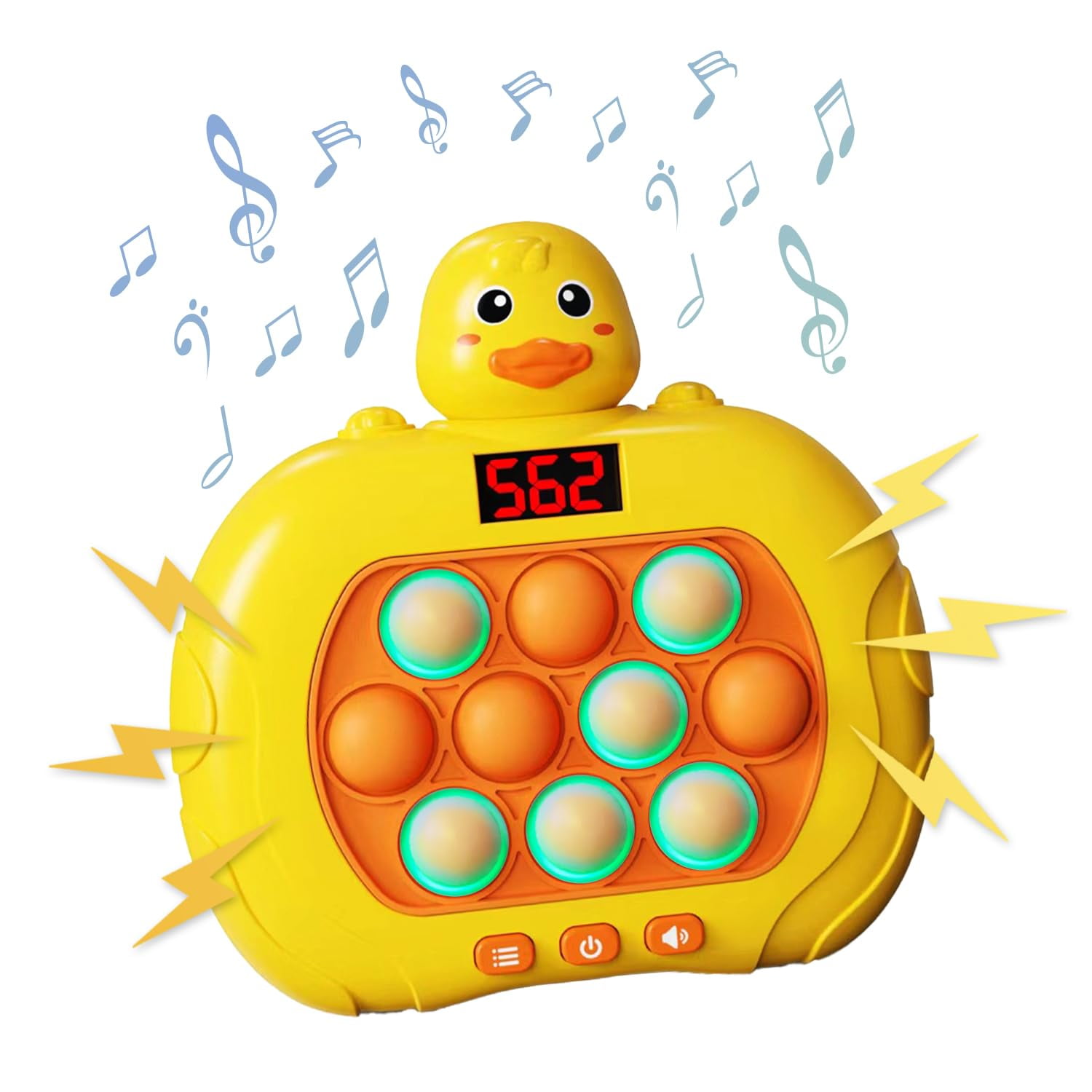 MHM’s Bubble Popper Pro LED 3.0, Fast Push Pop It Game - Sensory Toy for Kids with Autism | Handheld Game Console with Pop It Pro Controller | Quick Push Bubble Fun (Yellow Duck) C30