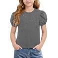 thumbnail image 1 of MHOSTAFH Girls Sequin T-shirts Puff Short Sleeves Sparkly Blouse Crewneck Glitter Summer Casual Kids Tees Tops, 1 of 6