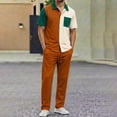 thumbnail image 1 of MHOSTAFH Men 2 Piece Summer Sets Short Sleeve Button Down Shirt and Long Pant Set Spring Casual Tracksuit for Men, 1 of 9