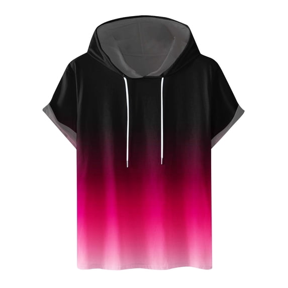MHOSTAFH Men's Short Sleeve Hoodie Round Neck Drawstring Summer Hooded Sweatshirts Lightweight Casual Breathable Tops for Men