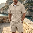 thumbnail image 1 of MHOSTAFH Mens Summer 2 Piece Set Short Sleeve Full Zipper Jacket & Shorts with Pockets Spring Outfits Outdoor Work Hiking Clothes Set, 1 of 6