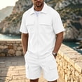 thumbnail image 1 of MHOSTAFH Mens Summer 2 Piece Set Short Sleeve Full Zipper Jacket & Shorts with Pockets Spring Outfits Outdoor Work Hiking Clothes Set, 1 of 6
