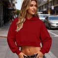 thumbnail image 1 of MHOSTAFH Women's Cropped Hoodie Casual Long Sleeve Hooded Sweatshirt Cute Y2k Pullover Crop Tops, 1 of 9