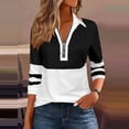 thumbnail image 1 of MHOSTAFH Womens Sweatshirt Slim Fit Half Zip Lapel Pullover Sweaters Lightweight Color Blocked Long Sleeve Tops, 1 of 6