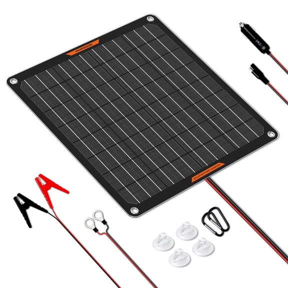 MHPOWOS 12V Solar Battery Charger 10W Solar Trickle Charger Maintainer IP67 Waterproof Built-in MPPT Charge Controller for Car Boat RV