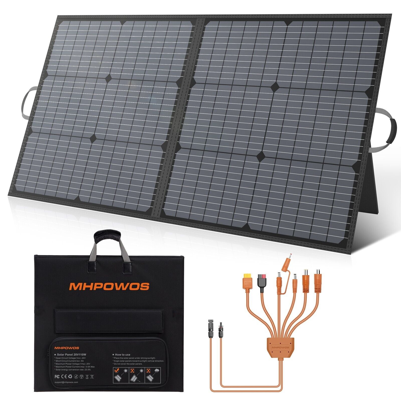 MHPOWOS 110W Camping Solar Panel for Jackery Explorer 300 Solar Power Generator