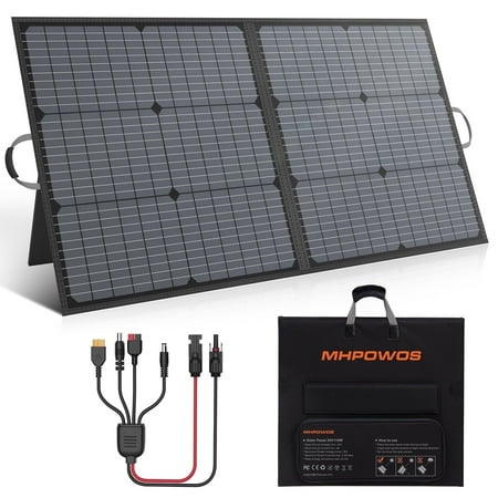 MHPOWOS 110W 20V Portable Foldable Solar Panel Power Station Solar Charging ith Aadjustable Stand For Outdoor Camping RV
