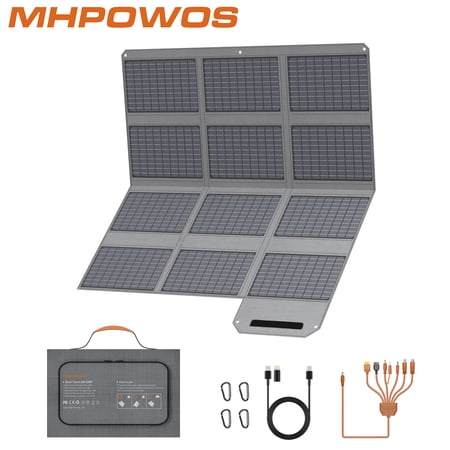 MHPOWOS 120W Foldable Solar Panels 23% High Efficiency Portable Solar Charger with PD3.0 USB-C,QC3.0 USB-A and DC Outputs for Hiking RV Powerstation Outdoor