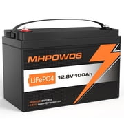 MHPOWOS 12V 100Ah LiFePO4 Lithium Battery, 4000-15000 Deep Cycle Rechargeable Lithium Iron Phosphate Battery for Solar