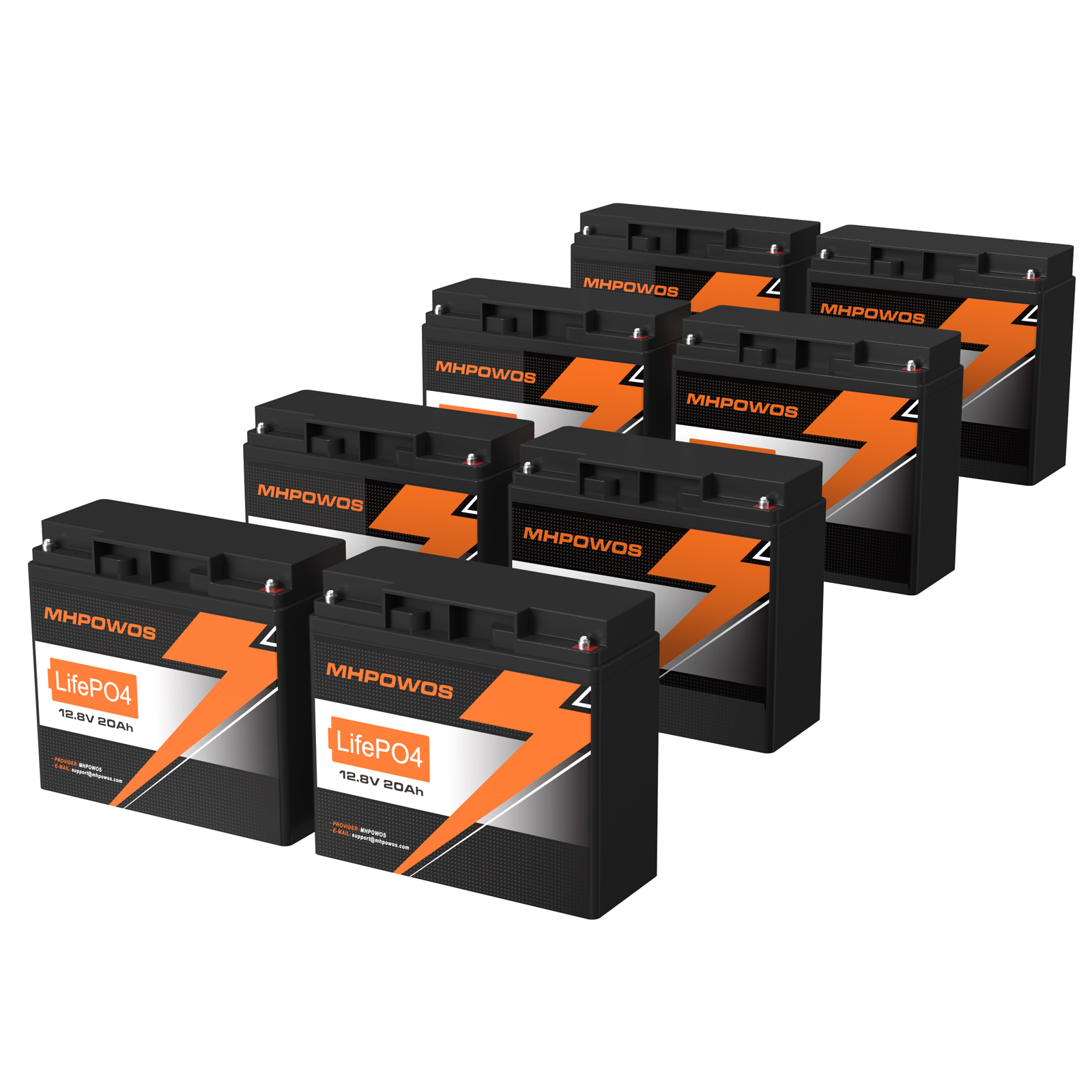 MHPOWOS 8Pcs 12v 20Ah LiFePO4 Lithium Battery, 3000+ Deep Cycles Rechargeable Battery Built-in 20A BMS, Perfect for RVs