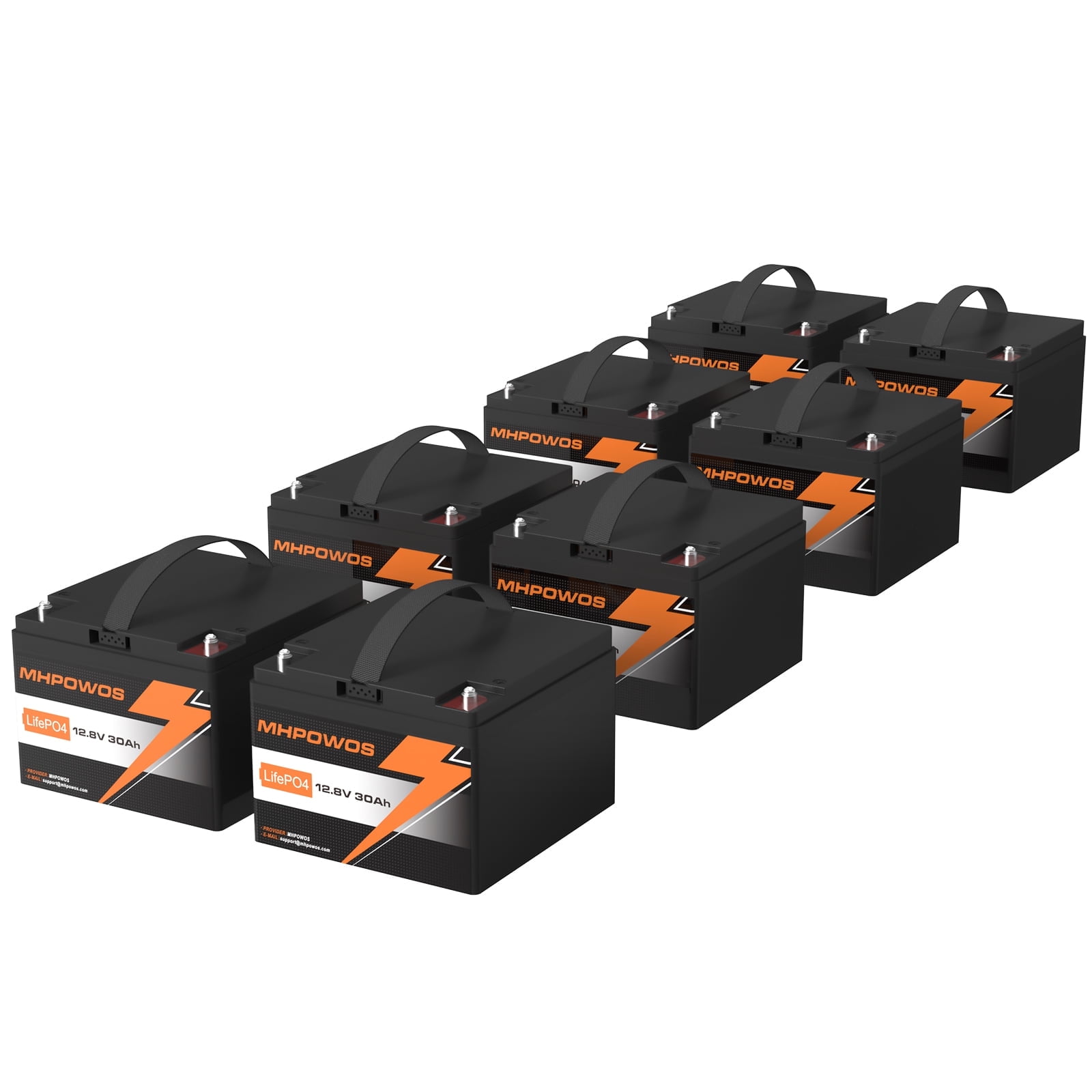 MHPOWOS 12V 30Ah 8 Pack LiFePO4 Lithium Battery, With 30A BMS, 4000+Deep Cycles Perfect for Fish Finder, Trolling Motor, Kids Scooters, Power Wheel Chair,Boat, RV, etc