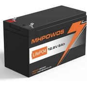 MHPOWOS 12V 8Ah LiFePO4 Lithium Battery Deep Cycle Battery 3000+ Cycles Rechargeable Battery Built-in BMS for Outdoor Camping RV Backup