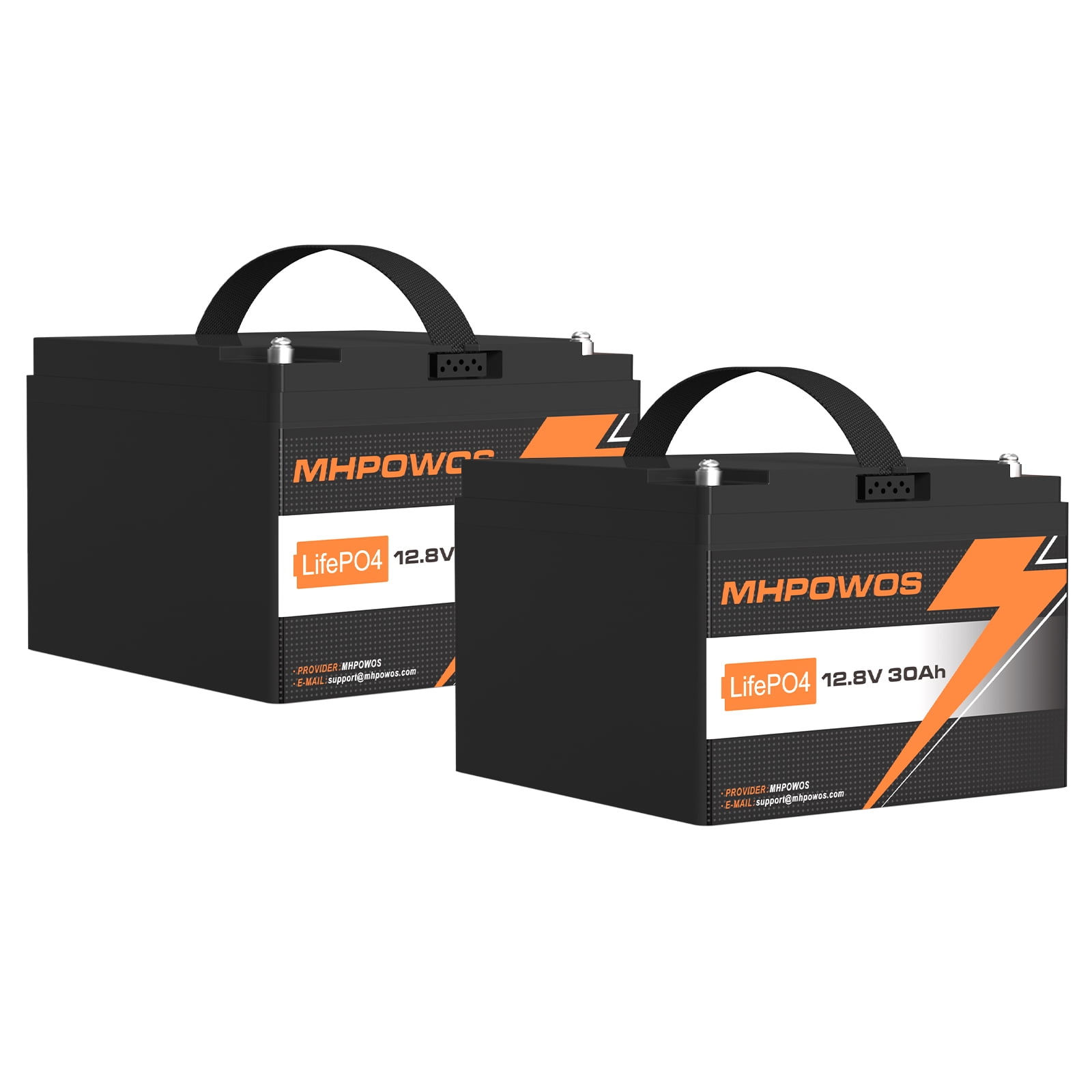 MHPOWOS 2 Pack 12V 30Ah LiFePO4 Lithium Battery, with 30A BMS, 4000+Deep Cycles Perfect for Fish Finder, Trolling Motor, Kids Scooters, Power Wheel Chair,Boat, RV,