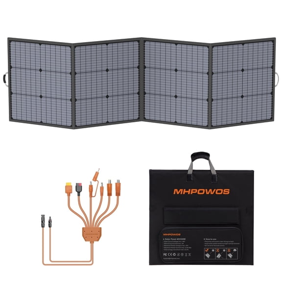 MHPOWOS 220W Portable Solar Panel Foldable Charger Lightweight IP67 for Power Station RV Camping Home Off Grid