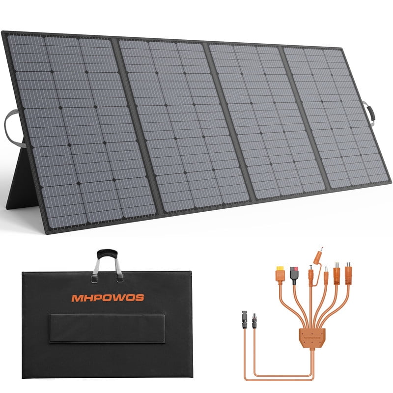 MHPOWOS 400W 31V Solar Panel Kit, Portable Foldable Solar Charger IP67 Waterproof with Adjustable Kickstand for Outdoor Camping, Boat, RV, Power Station, Emergency