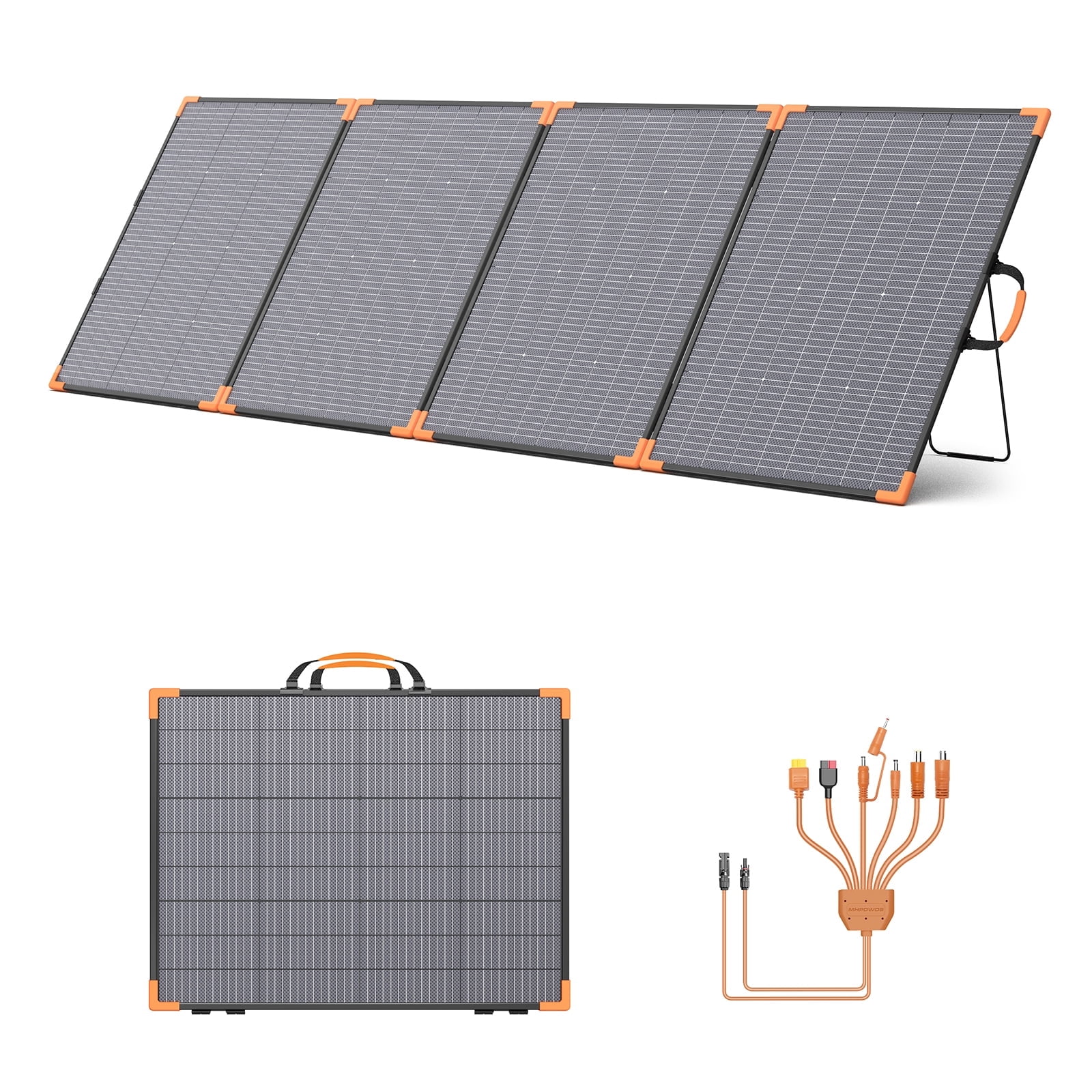 MHPOWOS 400W Portable Bifacial Solar Panel IP68 Lightweight Aluminum Frame for Power Station RV Camping