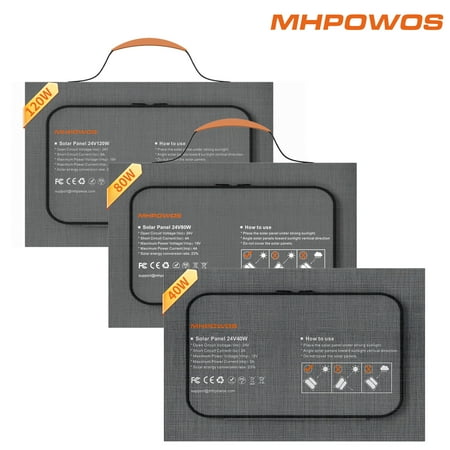 MHPOWOS 40W 80W 120W Portable Solar Panel Chargers PD3.0 USB-C,QC3.0 USB-A and DC Outputs Foldable IP65 Waterproof for Phones Camping Outdoor Travel Rvs Power Banks