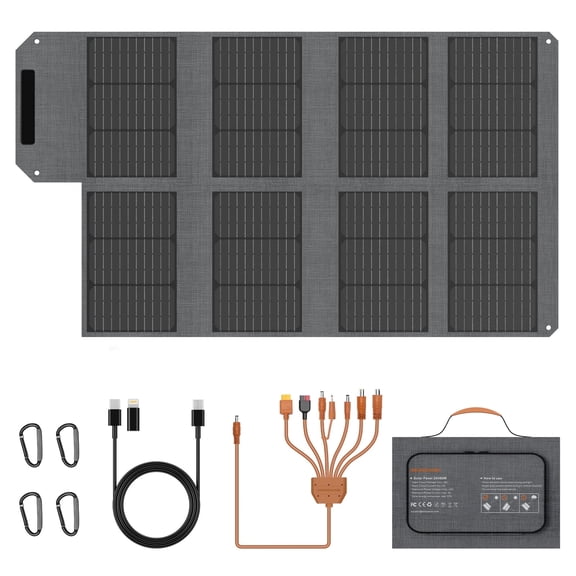 MHPOWOS 80W Foldable Solar Panel, Portable Solar Charger 23% High Efficiency for Camping RV, Compatible with Power Stations Phones