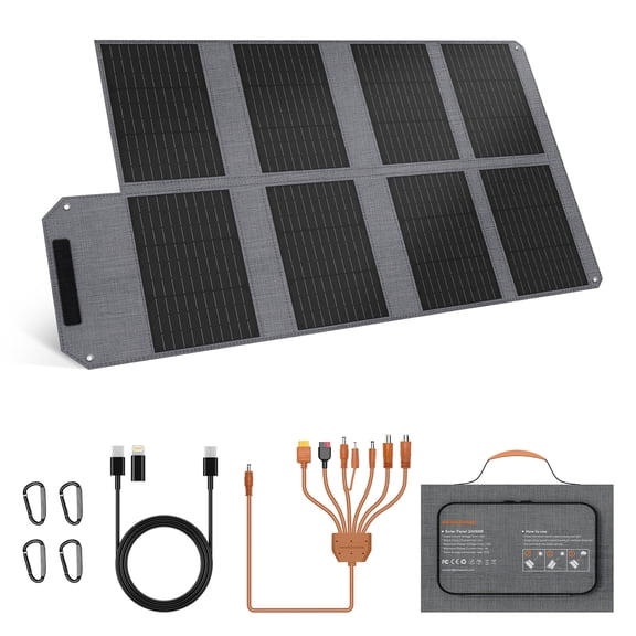 MHPOWOS 80W Portable Solar Panel Foldable Solar Charger IP65 ETFE USB Output for Camping Phone Tablet Laptop Power Bank