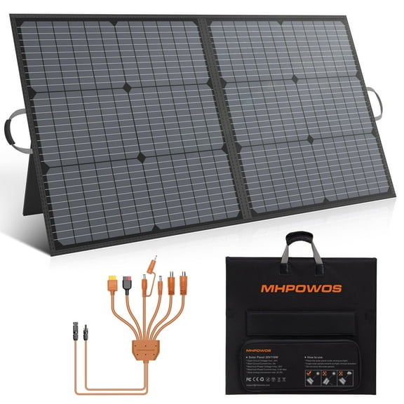 MHPOWOS 110W Portable Solar Panel Foldable Solar Charger 23.5% High Efficiency for Power Station