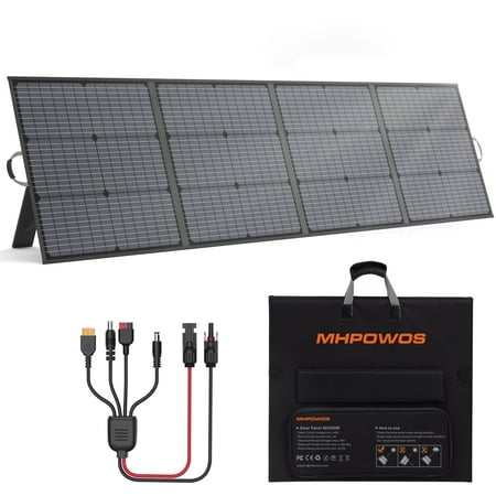 MHPOWOS Solar Panel 220W/40V Foldable Solar Charger with Adjustable Kickstand for Portable Power Station Outdoor Camping RV Off Grid System