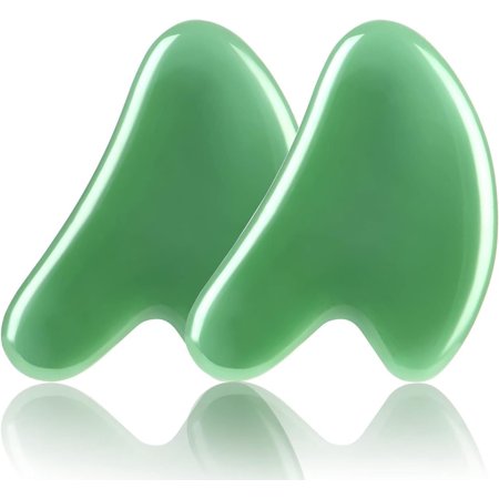 MHR Gua Sha 2pc Facial Tools Jade Stone for Face, Skin, Body Massage