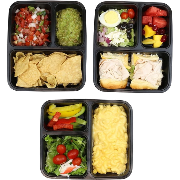 MHSIOAP-10 Pack - SimpleHouseware 3 Compartment Food Grade Meal Prep Storage Container Boxes (36 ounces)