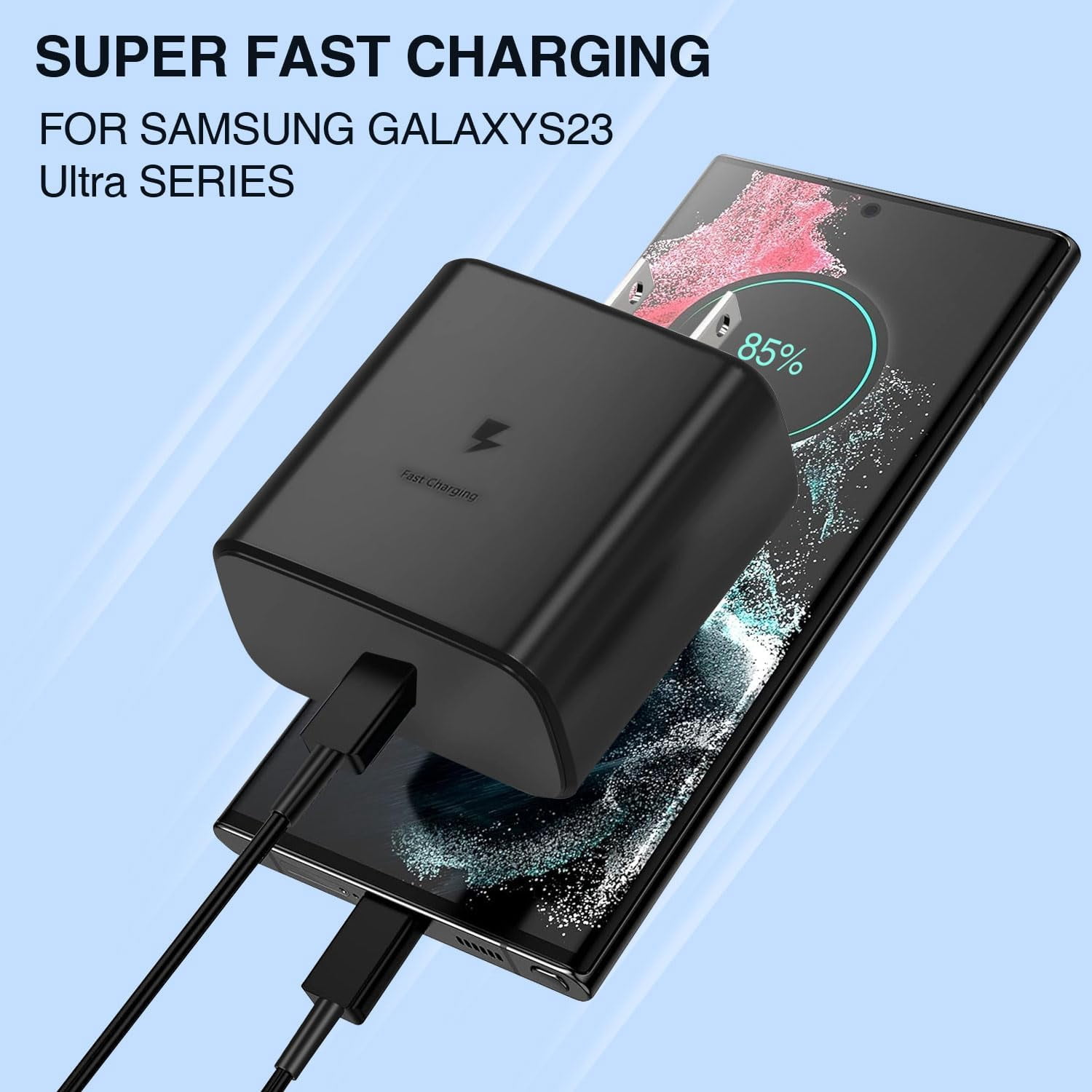 MHSIOAP-45W Fast Charger, USB C Port Adapter, wall-Mounted Cube Charging Block.Type-c Mobile Phone Charger with C to C Cable is Suitable for Samsung S25/S24/S23/S22/S21, Galaxy, and More.