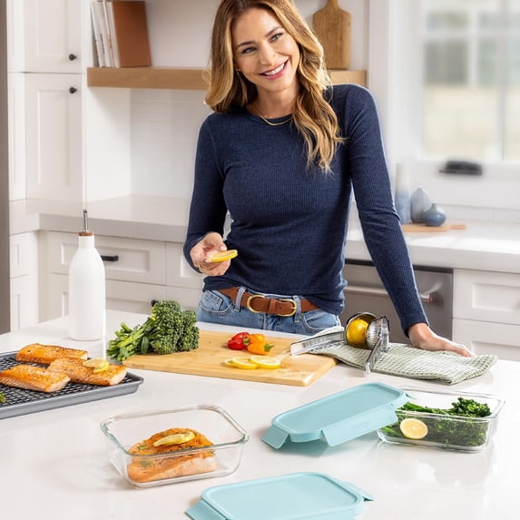 MHSIOAP-Bentgo Glass Leak-Proof Food Storage Set - 4-Piece Glass Containers with BPA-Free Airtight Lids, Reusable & Durable for Leftovers & Meal Prep - Microwave, Freezer, Oven & Dishwasher Safe (Sof
