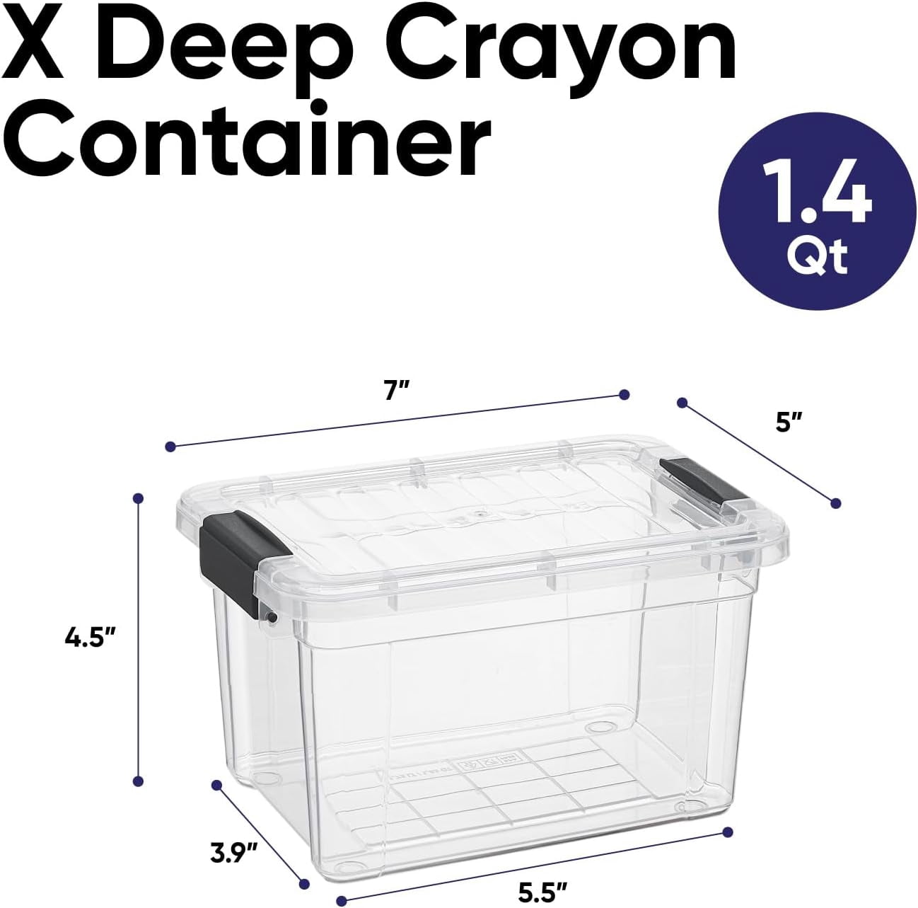 MHSIOAP-Mini Storage Container Plastic Crayon Box Art Supplies and Sewing Case Stackable Clear Small Organizer for Beads, Stationery, Chalk, and Food, 1.4 Quart, 6 Pack