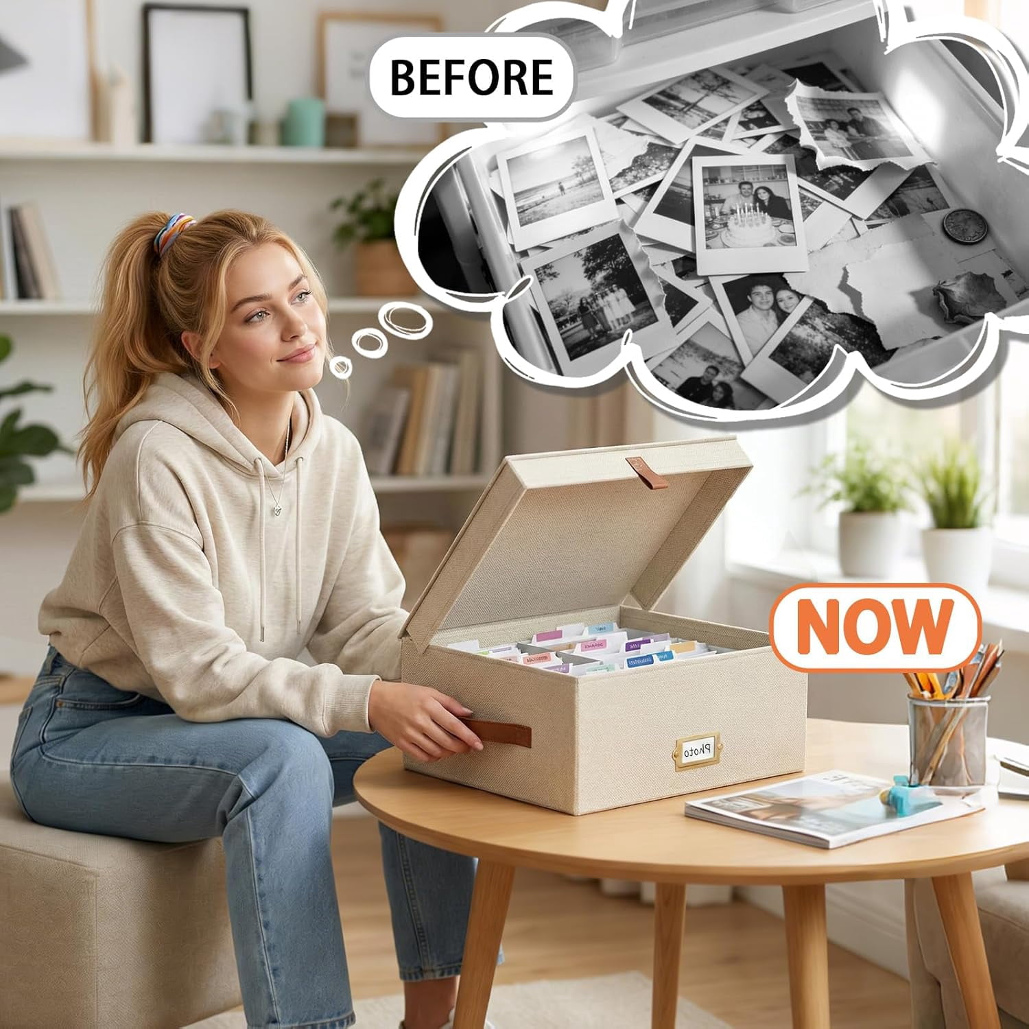 MHSIOAP-Photo Storage Box, Photo Box, Picture Organizers, Box Memories, Decorative Photo Storage Box, The 2026 Multi-functional Storage Box Can Hold 1800 Photos, Stamps or Cards That Are 4x6 Inches i