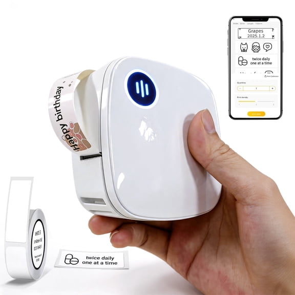MHTMILESTONE Portable Bluetooth Label Maker with Magnetic Attachment, 1500mAh Wireless Inkless Thermal Printer for Home, Office & School Organization, Compatible with iOS/Android