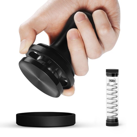 MHW-3BOMBER 58.5mm Calibrated Espresso Tamper with 30lbs Click Sound Feedback, 3-Spring Constant Pressure Tamper for 58mm E61 Portafilter, Electroplated Black Threaded SUS304 Base, T7018 Y101