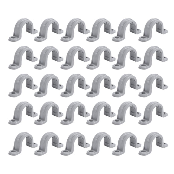 MHXCV 1/2 Inch Electrical Conduit Strap Clamp 2 Holes PVC Pipe Mounting Bracket heavy duty flexible electrical conduit straps clips wrap fasteners for PVC pipes and cables, 30 Pack (1/2 in / 1.27 cm)