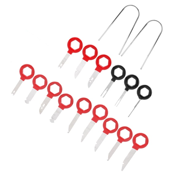 MHXCV 17pcs Radio Release Keys Kit Professional Removal Disassembly Tools for Car Stereo Audio Universal Fitment Automotive Specialty Tool Set with Storage Bag for Vehicle Maintenance