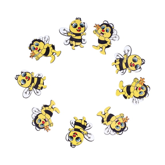MHXCV 20pcs Wooden Buttons Bee Shape Cartoon Decorative Painted Button Clothing Accessories for Sewing Scrapbooking Crafts DIY Projects Sweaters Backpacks Hats