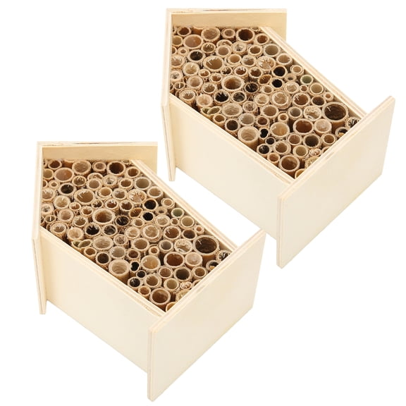 MHXCV 2PCS Wooden Bee House Wood Bee Room Hotel Shelter Nests Box for Garden Decoration