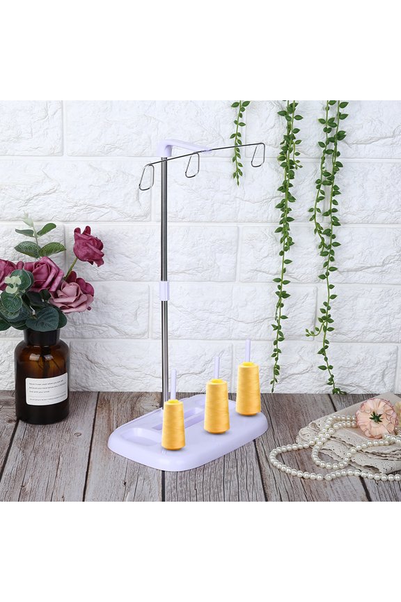 3 Cones Embroidery Thread Holder Spool Stand for Household Sewing Machine and Serger, Heavy-Duty Thread Organizer Sewing Machine Accessories, Purple (14.17 inches / 36 cm Height)