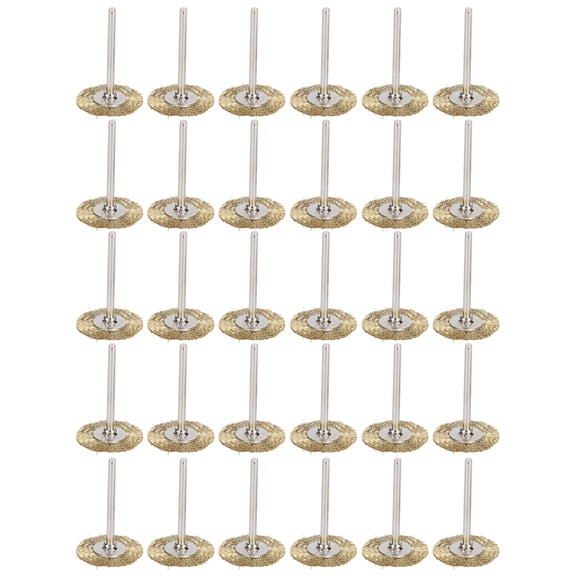 MHXCV 30-Piece Brass Wire Flat Mini Brush Wheel Set for Wood Carving, Rust Removal, Paint Stripping, and Polishing Tools, 1-Inch / 25.4 mm Outer Diameter