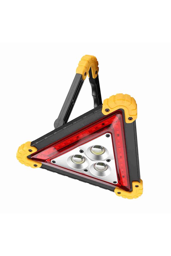30W Multifunction Car Breakdown Emergency Safety Triangle Stop Sign with Red LED Warning Light, High Visibility Portable ABS Geometric Hazard Beacon, 1 Pack