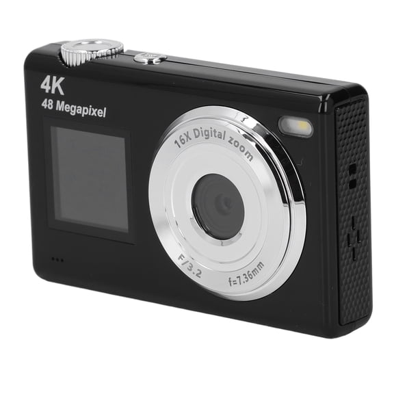 MHXCV 4K Digital Camera Autofocus 48MP Video Cam 16X Digital Zoom Dual Screen Anti Shake Travel Compact Vlogging Point Shoot Camera for Students Black (2.8 in / 7.1 cm)