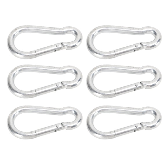 MHXCV 6-Piece Heavy Duty Galvanized Iron Spring Snap Hook Carabiner Clips for Climbing, Rescue & Lifting, 3.15 inches / 8.0 cm Long