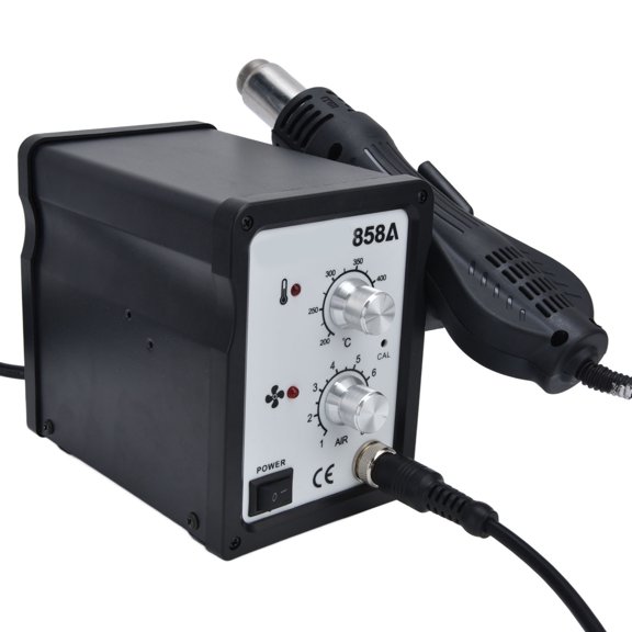 MHXCV 858A Air Gun Soldering Station Adjustable Temp Digital Desoldering Workbench 700W 110V US Plug Precision Multipurpose Tool (11.4 inches / 29 cm)