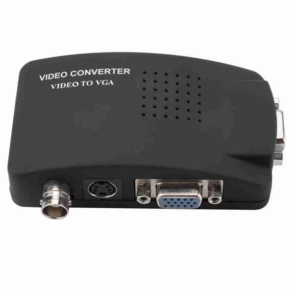 MHXCV BNC to VGA Video Converter Adapter Kit, S-Video/AV to VGA HD Video Adapter Converter Box for Computer PC Monitor, Supports 1080P High Resolution PIP Function PAL NTSC, Includes Cables, Black