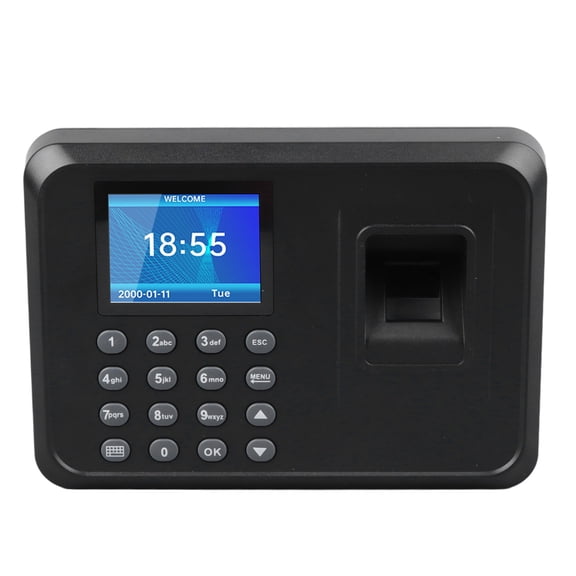 MHXCV Biometric Fingerprint Attendance Machine Smart Time Clock for Office Employee Checking in Recorder, EU Plug, Black